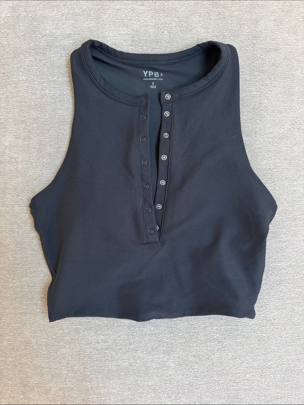 YPB Black Snap-Front Sleeveless Crop Top